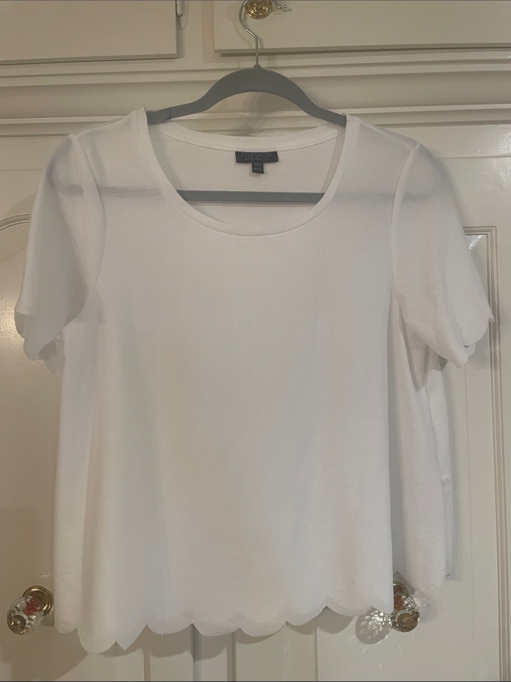 White Women's Short Sleeve Scoop Neck Top